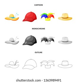 Vector illustration of clothing and cap sign. Collection of clothing and beret vector icon for stock.