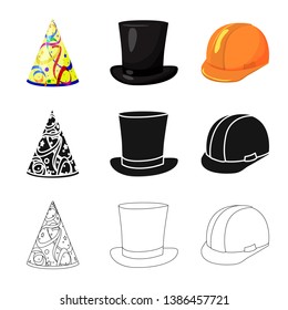 Vector illustration of clothing and cap sign. Set of clothing and beret stock vector illustration.