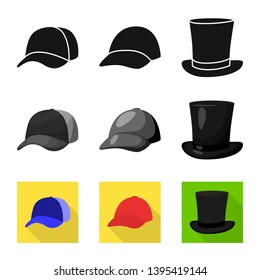 Vector illustration of clothing and cap sign. Collection of clothing and beret stock vector illustration.
