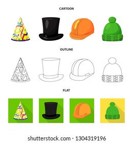 Vector illustration of clothing and cap symbol. Collection of clothing and beret stock vector illustration.