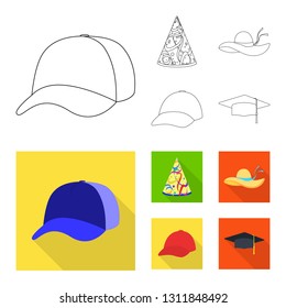 Vector illustration of clothing and cap symbol. Set of clothing and beret stock vector illustration.