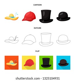 Vector illustration of clothing and cap symbol. Set of clothing and beret vector icon for stock.