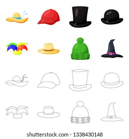 Vector illustration of clothing and cap symbol. Collection of clothing and beret stock vector illustration.