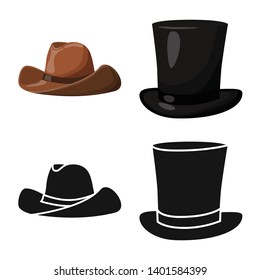 Vector illustration of clothing and cap symbol. Set of clothing and beret stock vector illustration.