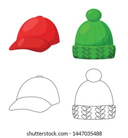 Vector illustration of clothing and cap symbol. Set of clothing and beret vector icon for stock.