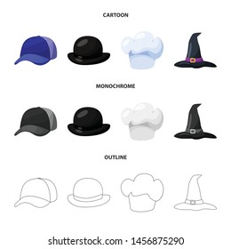 Vector illustration of clothing and cap symbol. Set of clothing and beret stock symbol for web.