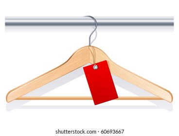 Vector illustration - clothing hanger with  red tag