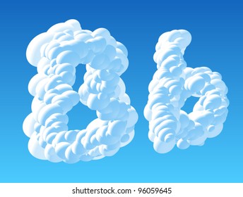 Vector illustration of cloud alphabet. Character b