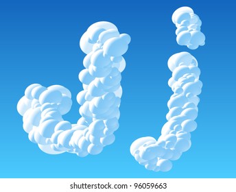 Vector illustration of cloud alphabet. Character j