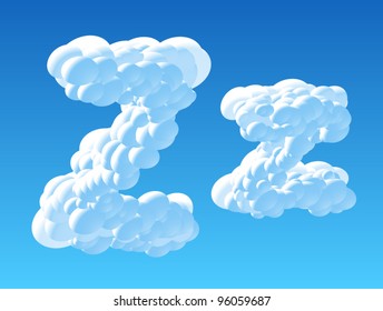 Vector illustration of cloud alphabet. Character z