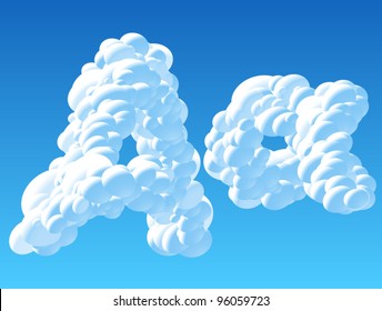 Vector Illustration Of Cloud Alphabet. Character A