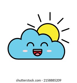 Personaje de dibujos animados de la nube de la ilustración vectorial Happy (alegre). Doodle. 