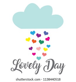 vector illustration of cloud with  colorful hearts