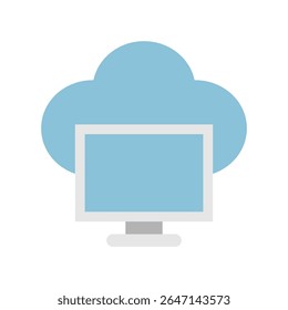 Vector illustration of a Cloud Computer in flat style isolated in white background