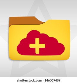 Vector illustration of cloud computing concept with  cloud icon and folder
