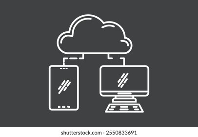 Vector illustration of cloud computing icon. Suitable for any project, infographic, web icon, etc. Cloud Device Account