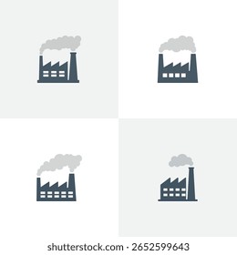 A vector illustration of a cloud computing icon set against an urban industrial skyline with buildings and factory silhouettes representing business and data storage