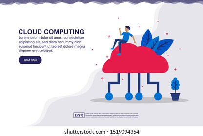 Vector illustration of cloud computing & internet of thing concept with people. Illustration for landing page, social media content, advertising. easy to edit and customize.