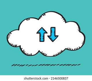 Vector illustration a cloud connection icon. Sketch style illustration.