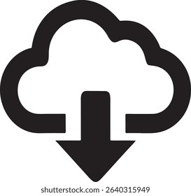 Vector illustration of cloud download icon representing data transfer and online storage