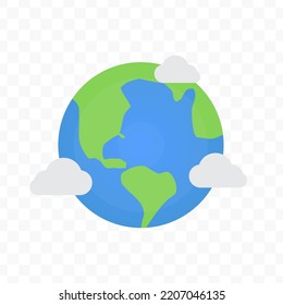 Vector illustration of cloud and earth icon sign and symbol. colored icons for website design .Simple design on transparent background (PNG).