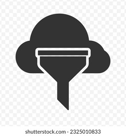 Vector illustration of cloud filters icon in dark color and transparent background(PNG).