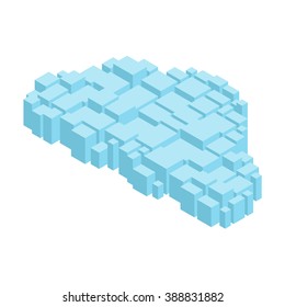 Vector illustration of a cloud in the form of an isometric view. Volume figures added together represent a large number of servers - "Big Data".