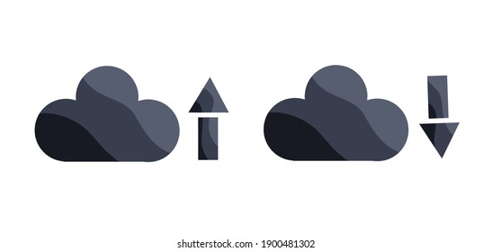 vector illustration of cloud icon, illustration for upload and download server.  minimalist flat design eps 10