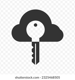 Vector illustration of cloud lock icon in dark color and transparent background(PNG).
