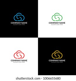 Vector illustration. Cloud logo with letter s, icon flat and vector design template. The cloud logotype for brand or company with text.