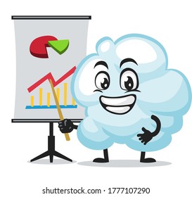 Ilustración vectorial de la mascota de la nube o presentación de caracteres con función