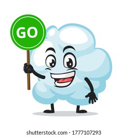 Vektorgrafik von Cloud-Maskottchen oder Zeichen, die Zeichen enthalten, gehen