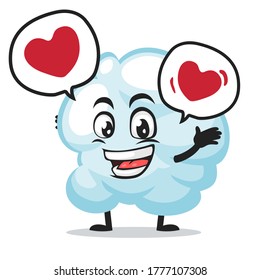 Vector illustration of cloud mascot or character says with love in bubble speech