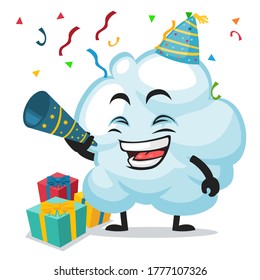 Vector illustration of cloud mascot or character celebrate new year party