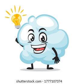 Vector illustration of cloud mascot or character got idea