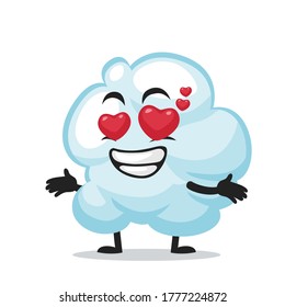 Vector illustration of cloud mascot or character with love eye