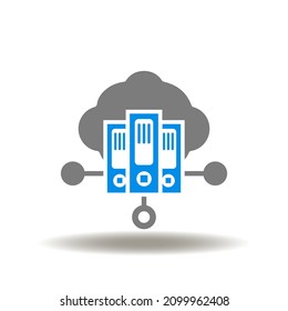 Vector Illustration Of Cloud Network Binder Folders. Icon Of ITSM ITIL Technology. Symbol Of Cloud Computing Internet Archive Or Web Data Storage.