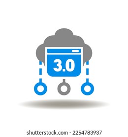 Vector illustration of cloud with network and web page 3.0. Icon of web 3. Symbol of web 3.0 blockchain technology.