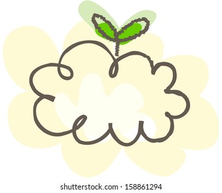 Vector illustration of a cloud with plants