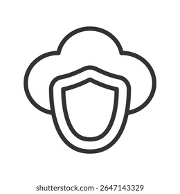 Vector illustration of a Cloud Protection in line style isolated in white background