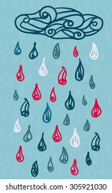 Vector illustration cloud with rain drops.
