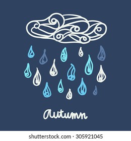 Vector illustration cloud with rain drops.