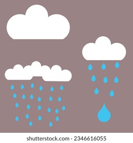 Vector illustration of cloud, rain icon, rain droplet