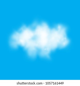 Vector illustration of a cloud in a realistic style. Isolated image on a blue background.