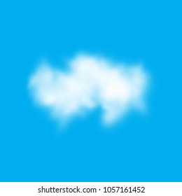Vector illustration of a cloud in a realistic style. Isolated image on a blue background.
