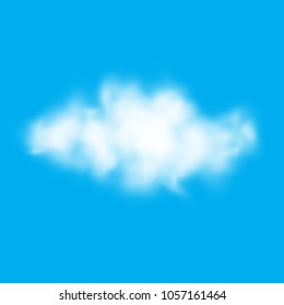 Vector illustration of a cloud in a realistic style. Isolated image on a blue background.