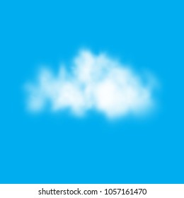 Vector illustration of a cloud in a realistic style. Isolated image on a blue background.
