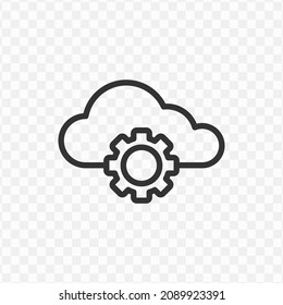 Vector illustration of cloud settings icon in dark color and transparent background(png).