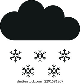 Vector illustration of cloud and snow. Symbol of winter and snowfall.