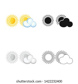 Vector illustration of cloud  and sunshine sign. Set of cloud  and sky  vector icon for stock.